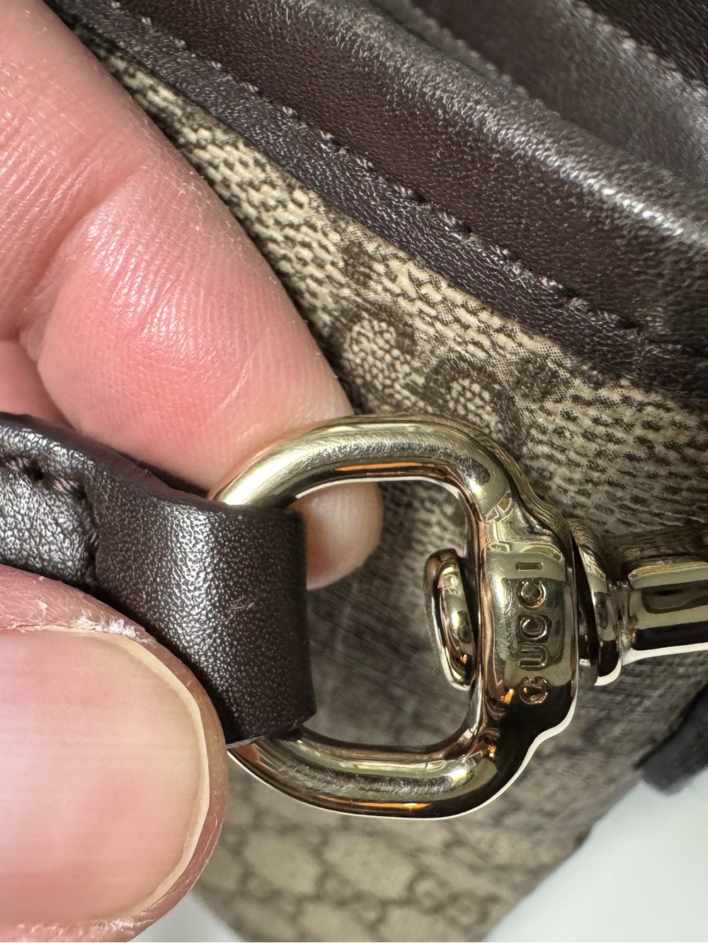Gucci Beige GG Supreme Canvas Crossbody with Brown Leather Trim - Picture 10 of 14